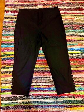 Women's Stretch Pull On Capris by Attyre New York Sz14 Rhinestone Peep Pleats